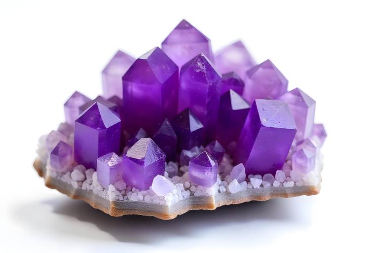 Gemstone Serenity Macro Amethyst Quartz on White Canvas